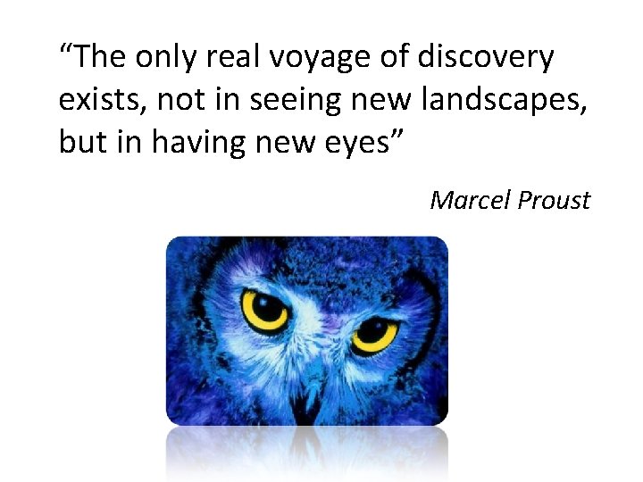 “The only real voyage of discovery exists, not in seeing new landscapes, but in