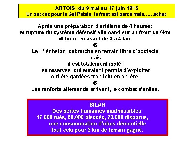 ARTOIS: du 9 mai au 17 juin 1915 Un succès pour le Gal Pétain,