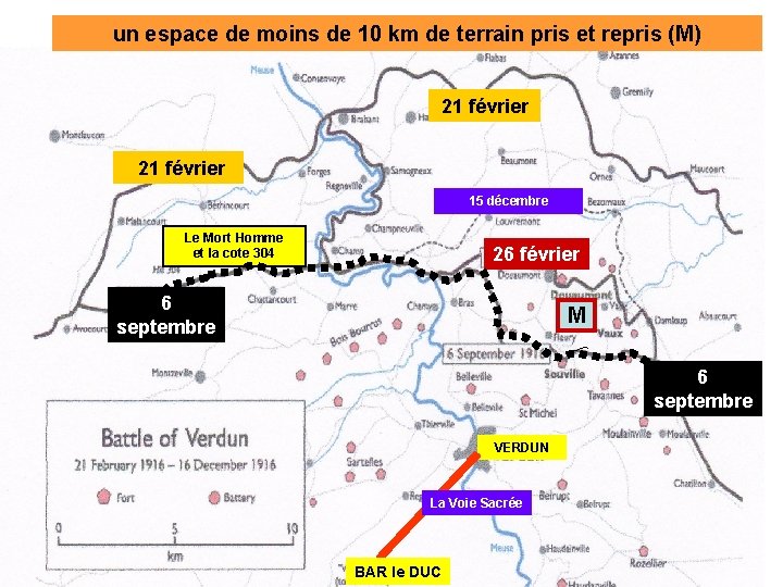 un espace de moins de 10 km de terrain pris et repris (M) 21