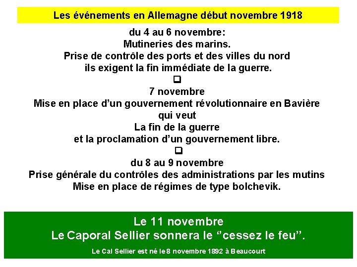 Les événements en Allemagne début novembre 1918 du 4 au 6 novembre: Mutineries des