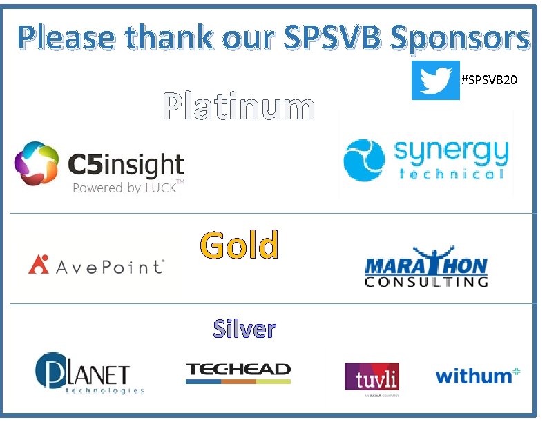 Please thank our SPSVB Sponsors Platinum Gold Silver #SPSVB 20 