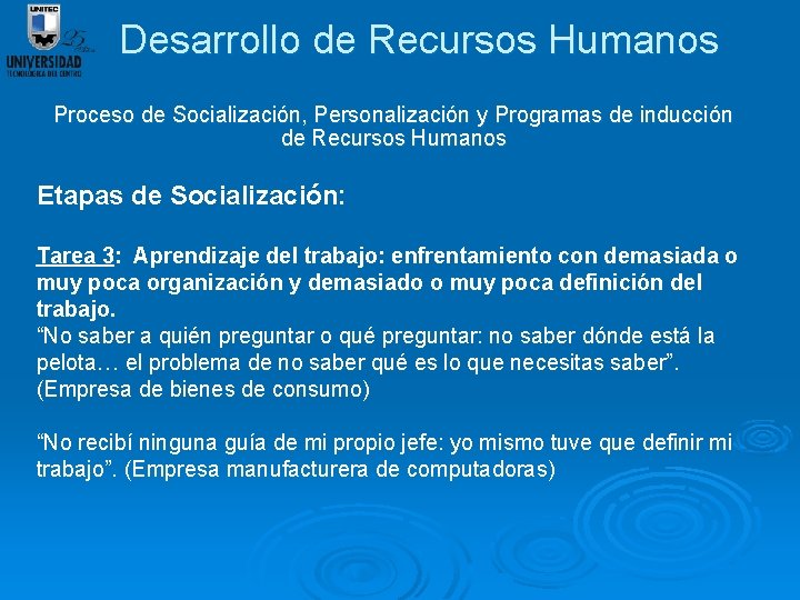 Desarrollo de Recursos Humanos Proceso de Socialización, Personalización y Programas de inducción de Recursos