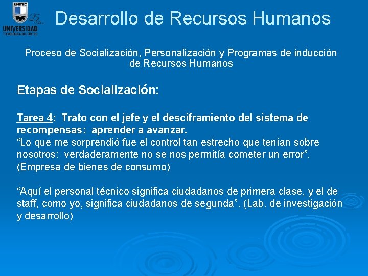 Desarrollo de Recursos Humanos Proceso de Socialización, Personalización y Programas de inducción de Recursos