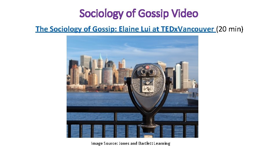 Sociology of Gossip Video The Sociology of Gossip: Elaine Lui at TEDx. Vancouver (20