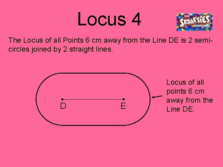 Locus 4 The Locus of all Points 6 cm away from the Line DE