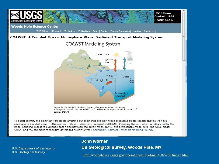Coupled-Ocean-Atmosphere-Waves. Sediment Transport (COAWST) Modeling System Training U. S. Department of the Interior U.