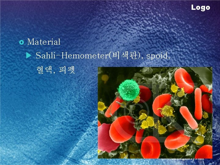 Logo £ Material ▶ Sahli-Hemometer(비색관), spoid, 혈액, 피펫 22 www. themegallery. com 