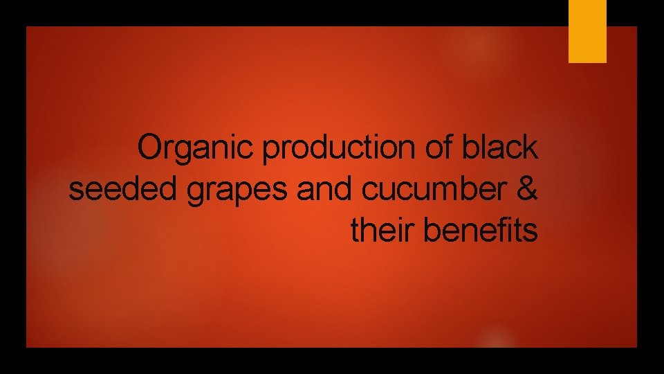 Organic production of black seeded grapes and cucumber & their benefits 