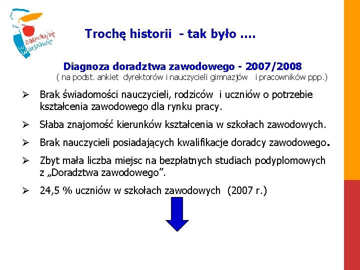 Trochę historii - tak było …. Diagnoza doradztwa zawodowego - 2007/2008 ( na podst.