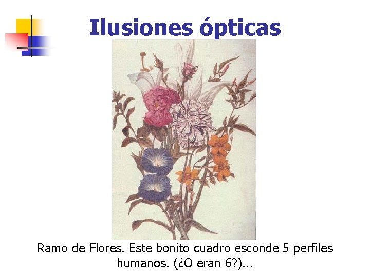 Ilusiones ópticas Ramo de Flores. Este bonito cuadro esconde 5 perfiles humanos. (¿O eran