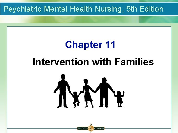 Psychiatric Mental Health Nursing, 5 th Edition Chapter 11 Intervention with Families 
