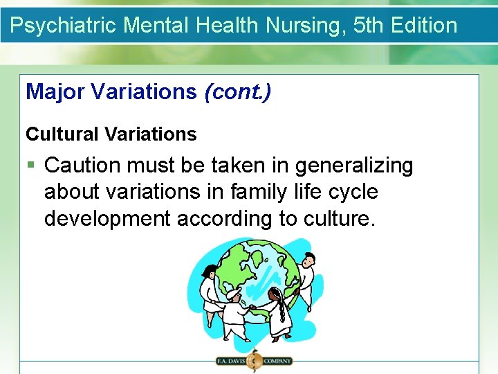 Psychiatric Mental Health Nursing, 5 th Edition Major Variations (cont. ) Cultural Variations §