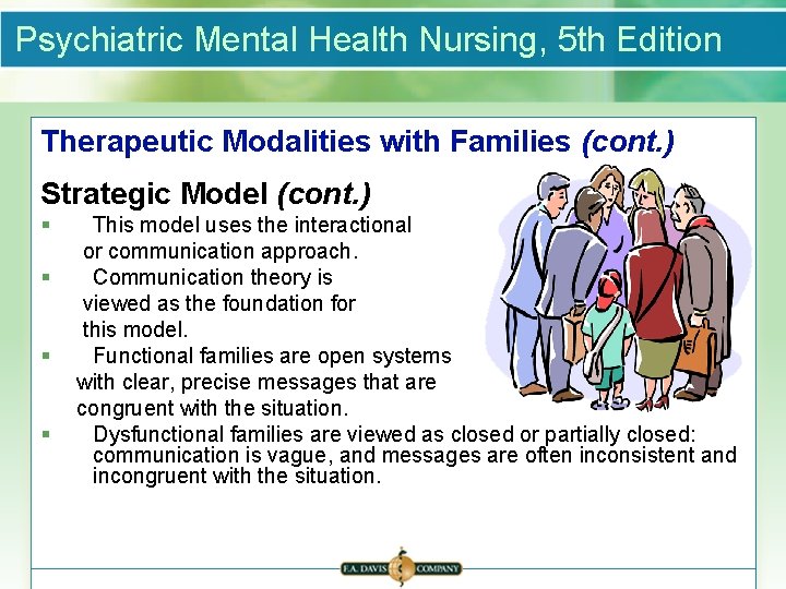 Psychiatric Mental Health Nursing, 5 th Edition Therapeutic Modalities with Families (cont. ) Strategic