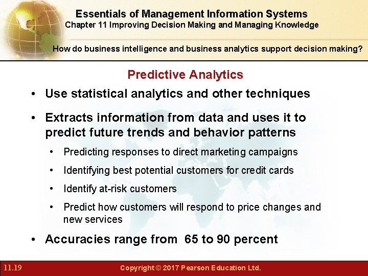 Essentials of Management Information Systems Chapter 11 Improving Decision Making and Managing Knowledge How