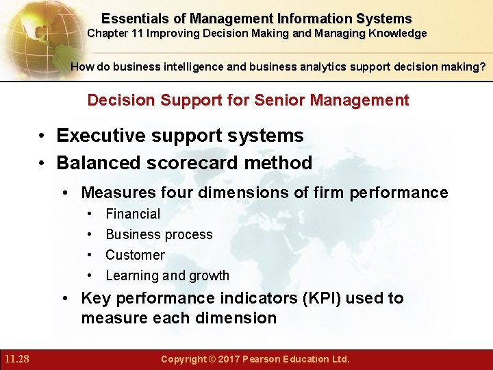 Essentials of Management Information Systems Chapter 11 Improving Decision Making and Managing Knowledge How