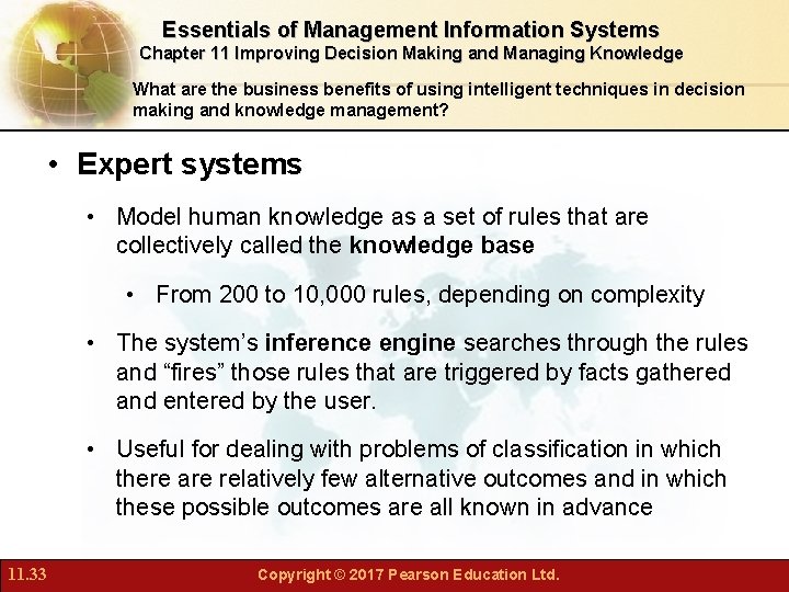 Essentials of Management Information Systems Chapter 11 Improving Decision Making and Managing Knowledge What