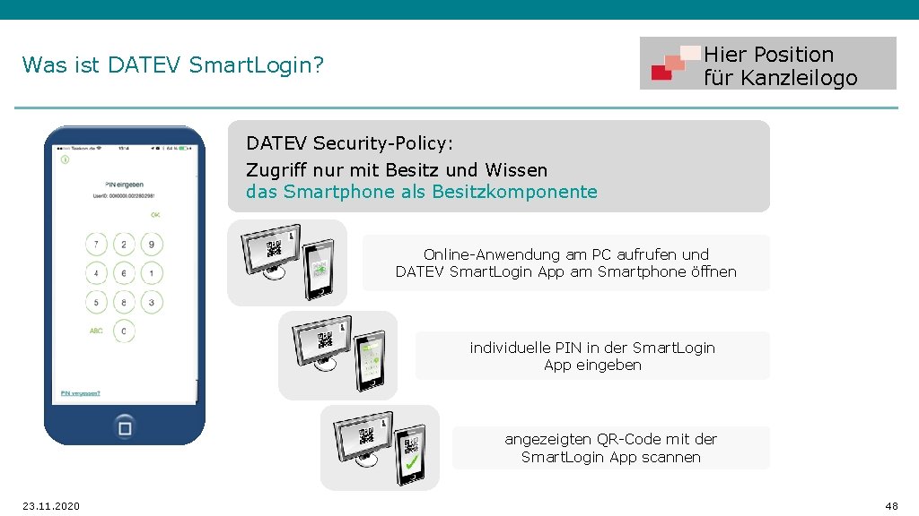 Hier Position für Kanzleilogo Was ist DATEV Smart. Login? DATEV Security-Policy: Zugriff nur mit