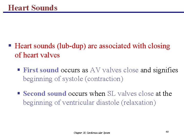 Heart Sounds § Heart sounds (lub-dup) are associated with closing of heart valves §