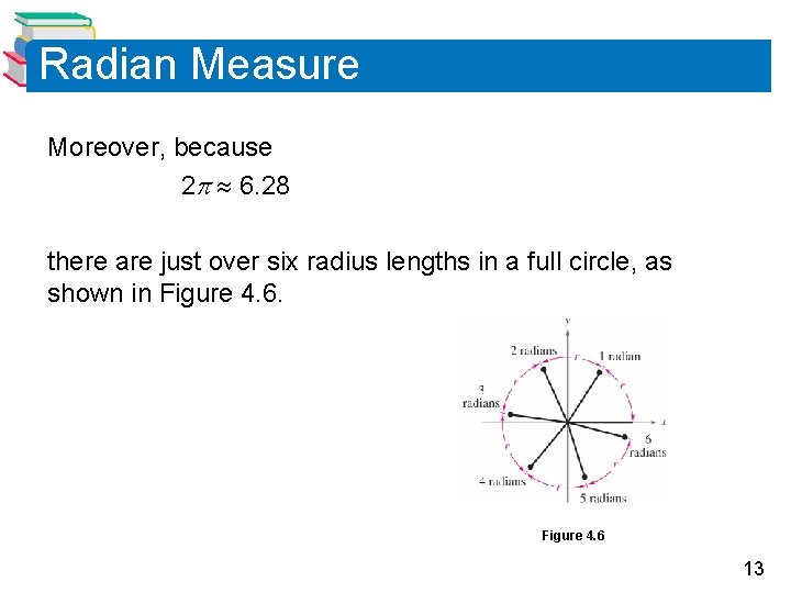 Radian Measure Moreover, because 2 6. 28 there are just over six radius lengths
