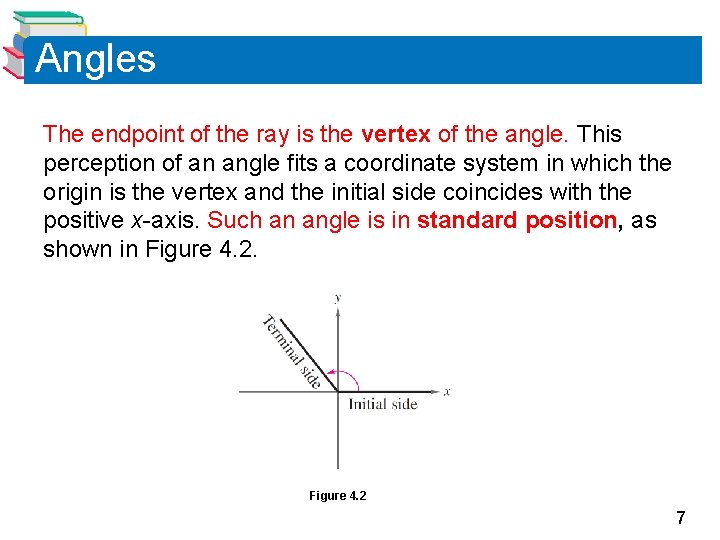 Angles The endpoint of the ray is the vertex of the angle. This perception