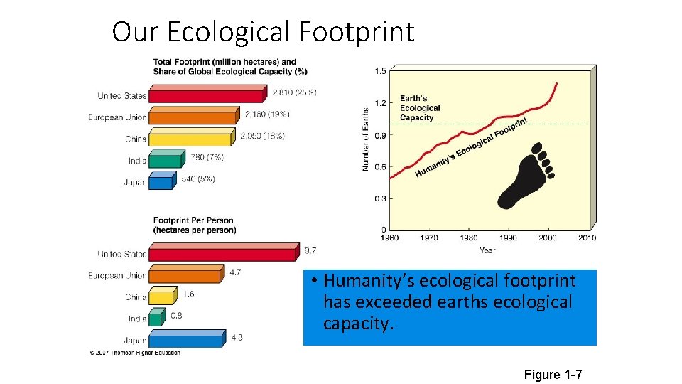 Our Ecological Footprint • Humanity’s ecological footprint has exceeded earths ecological capacity. Figure 1