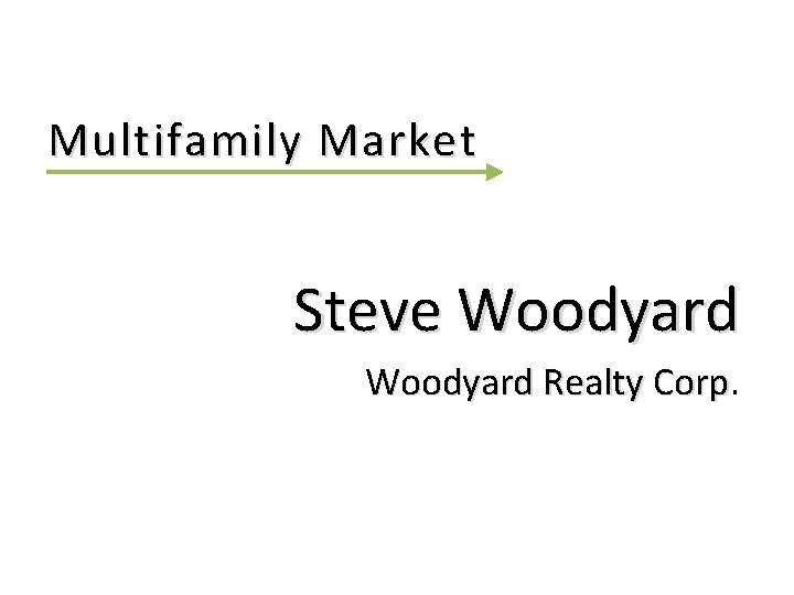 Multifamily Market Steve Woodyard Realty Corp Multifamily Market Steve Woodyard Realty Corp