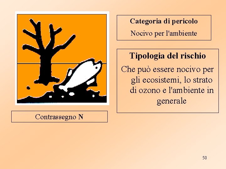 Categoria di pericolo Nocivo per l'ambiente Tipologia del rischio Che può essere nocivo per