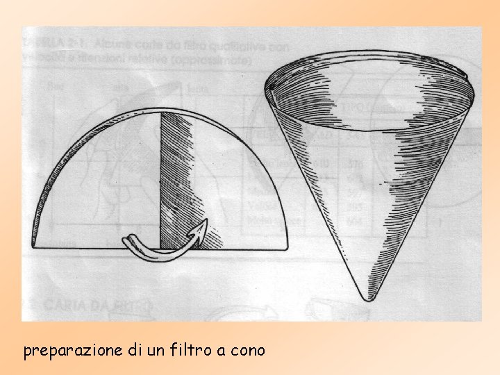 preparazione di un filtro a cono 