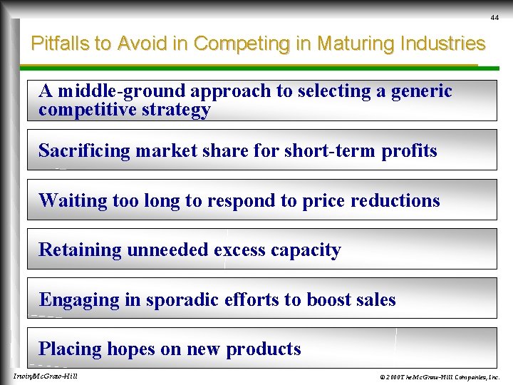 44 Pitfalls to Avoid in Competing in Maturing Industries A middle-ground approach to selecting