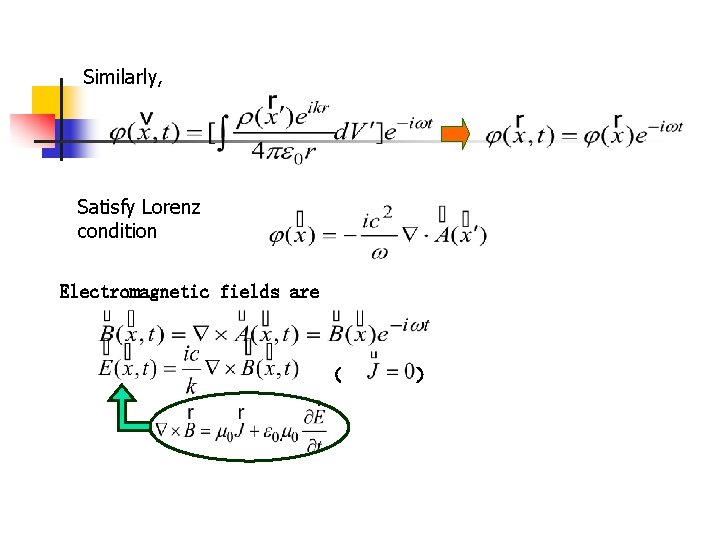 Similarly, Satisfy Lorenz condition Electromagnetic fields are （ ） 