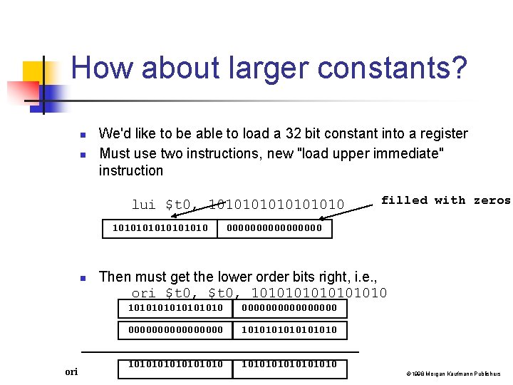 How about larger constants? n n We'd like to be able to load a
