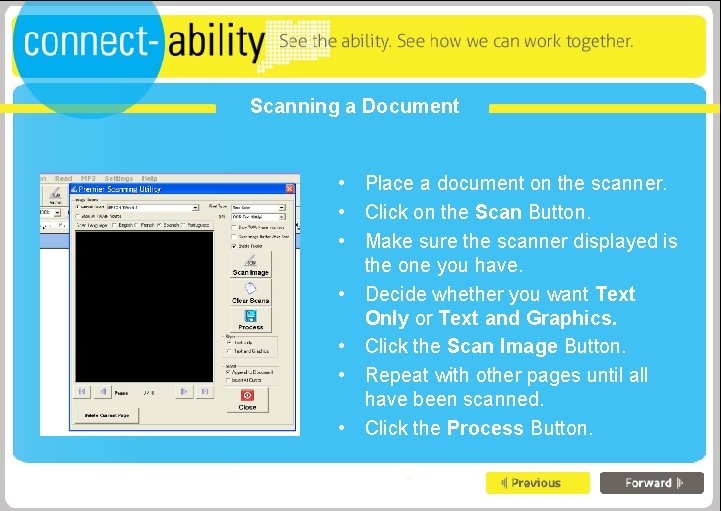 Scanning a Document • Place a document on the scanner. • Click on the