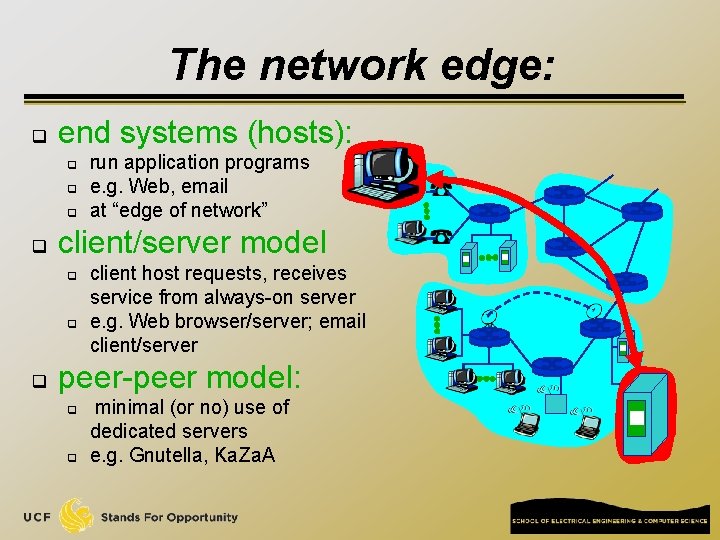 The network edge: q end systems (hosts): q q client/server model q q q