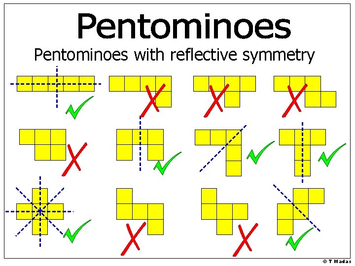 Pentominoes with reflective symmetry © T Madas 