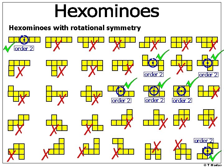 Hexominoes with rotational symmetry order 2 order 2 © T Madas 