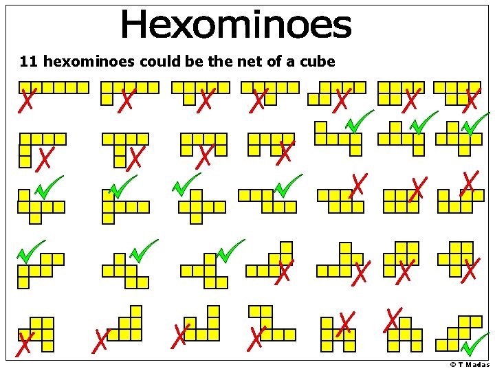 11 hexominoes could be the net of a cube © T Madas 