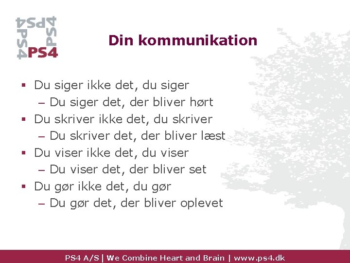 Din kommunikation § Du siger ikke det, du siger – Du siger det, der