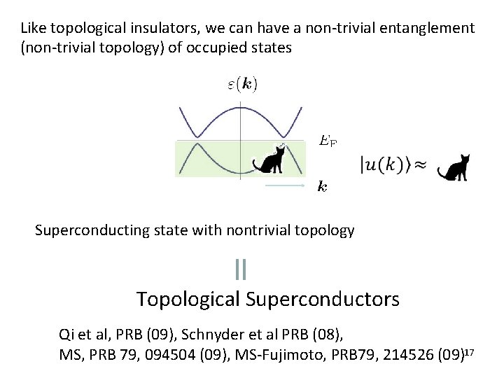 Like topological insulators, we can have a non-trivial entanglement (non-trivial topology) of occupied states