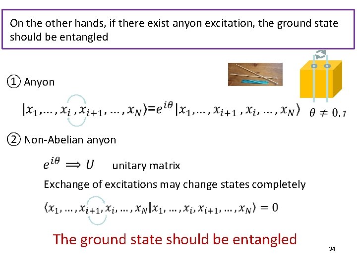 On the other hands, if there exist anyon excitation, the ground state should be