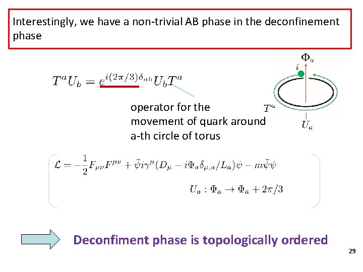 Interestingly, we have a non-trivial AB phase in the deconfinement phase operator for the