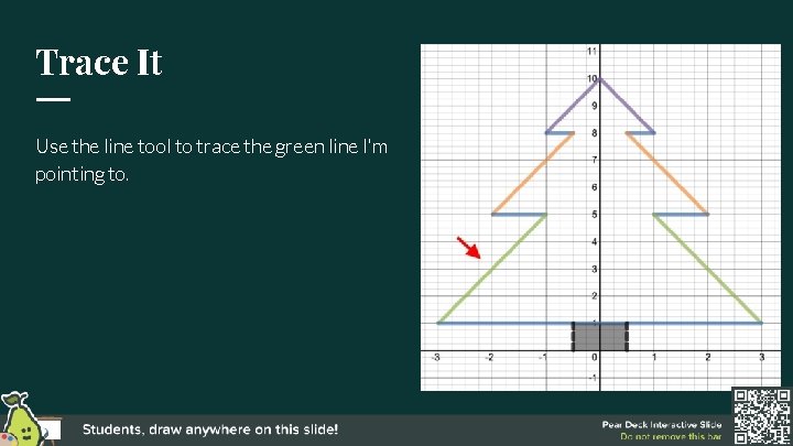 Trace It Use the line tool to trace the green line I'm pointing to. Trace It Use the line tool to trace the green line I'm pointing to.