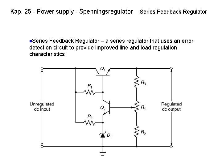 Kap. 25 - Power supply - Spenningsregulator n. Series Feedback Regulator – a series