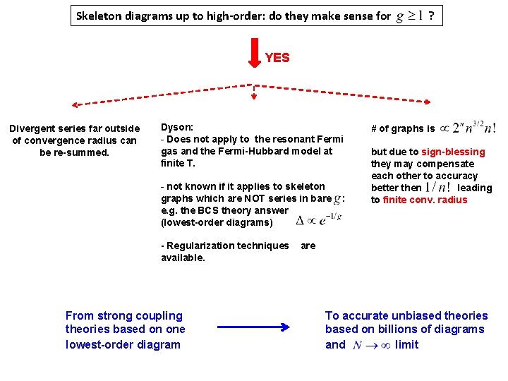 Skeleton diagrams up to high-order: do they make sense for ? YES Divergent series