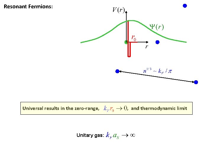 Resonant Fermions: Universal results in the zero-range, Unitary gas: . , and thermodynamic limit