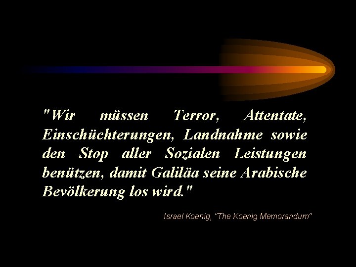 "Wir müssen Terror, Attentate, Einschüchterungen, Landnahme sowie den Stop aller Sozialen Leistungen benützen, damit