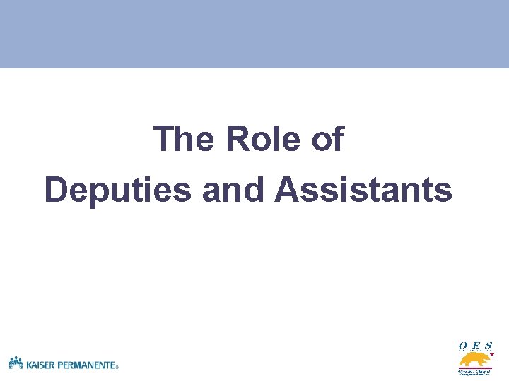 The Role of Deputies and Assistants 
