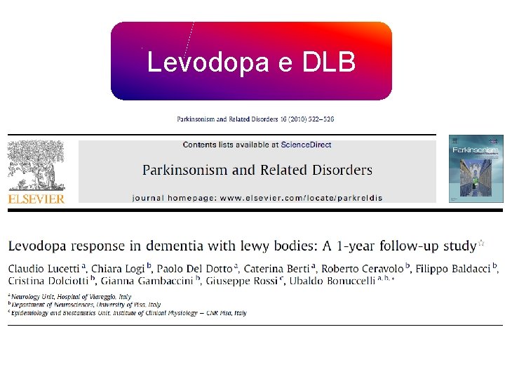 Levodopa e DLB Levodopa e DLB