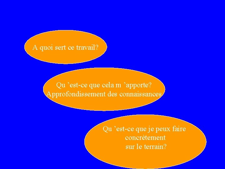 A quoi sert ce travail? Qu ’est-ce que cela m ’apporte? Approfondissement des connaissances