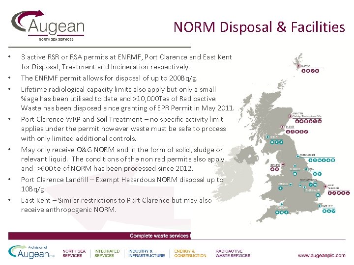 NORM Disposal & Facilities • • 3 active RSR or RSA permits at ENRMF,
