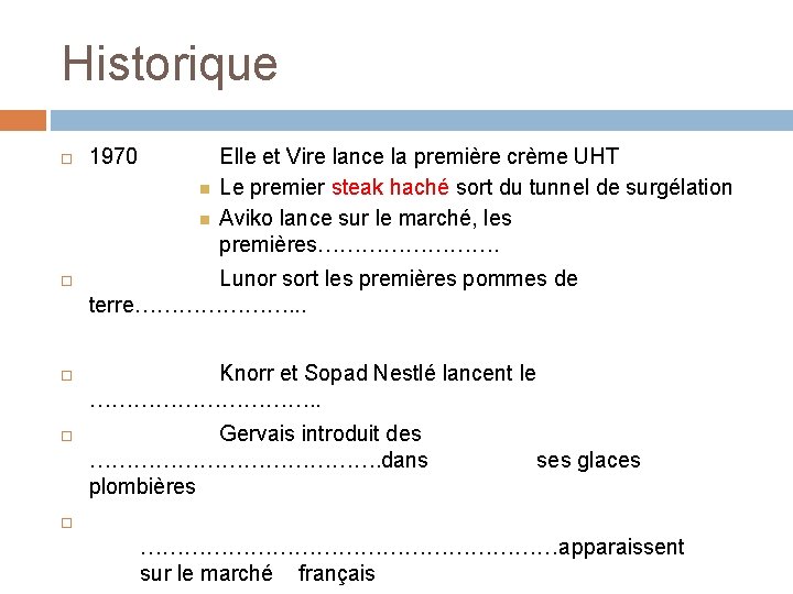 Historique 1970 Elle et Vire lance la première crème UHT Le premier steak haché